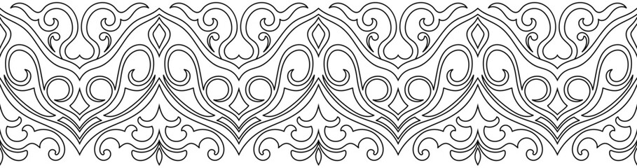 black abstract border pattern Ethnic tribes on white background