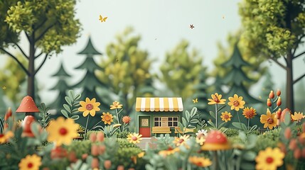 Retirement party invitation featuring open area writing space center scene depicts serene garden party friend family gathered celebrate retiree's career writing space includes retirementthemed icon