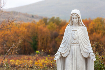 A statue of the Queen of Peace in a Community in Medjugorje, Bosnia and Herzegovina.