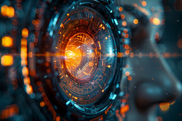 Obraz premium Close-Up of Futuristic AI Holographic Interface