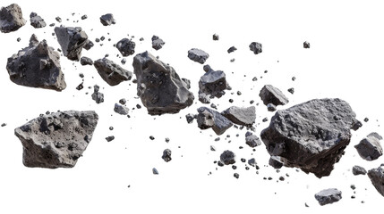 Black rocks on transparent background or PNG file.