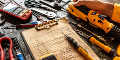 Tools and Work Order on a Workshop Table