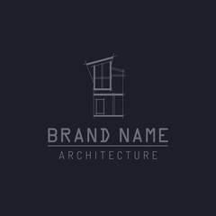 minimalist modern house logo design in lines for architecture company