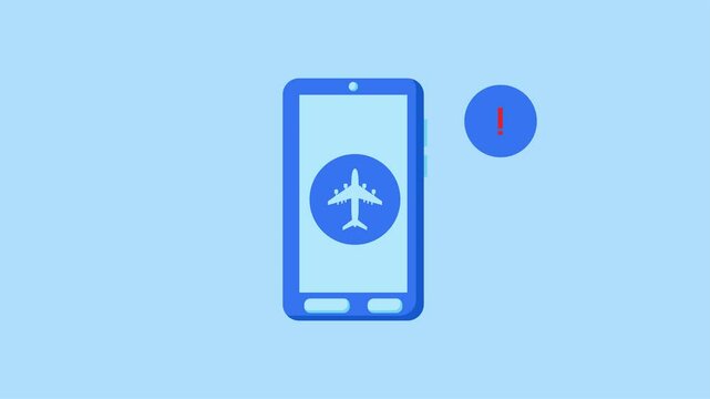 Airplane Danger Signals On Cell Phones 4k Animation can be used as a video warning or prohibition on flights using cell phones
