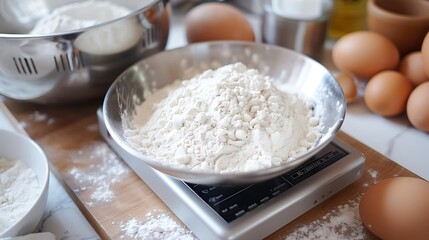Flour Measured on a Kitchen Scale