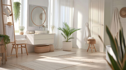 Fototapeta premium Serene Boho Chic Bathroom Interior