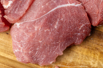 a piece of raw pork before cooking