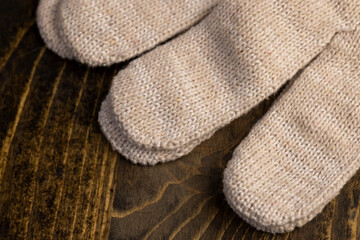 white gloves for construction work are on the table