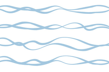 Naive squiggle pattern with bright blue wavy lines on a light background. Creative abstract squiggle style drawing background