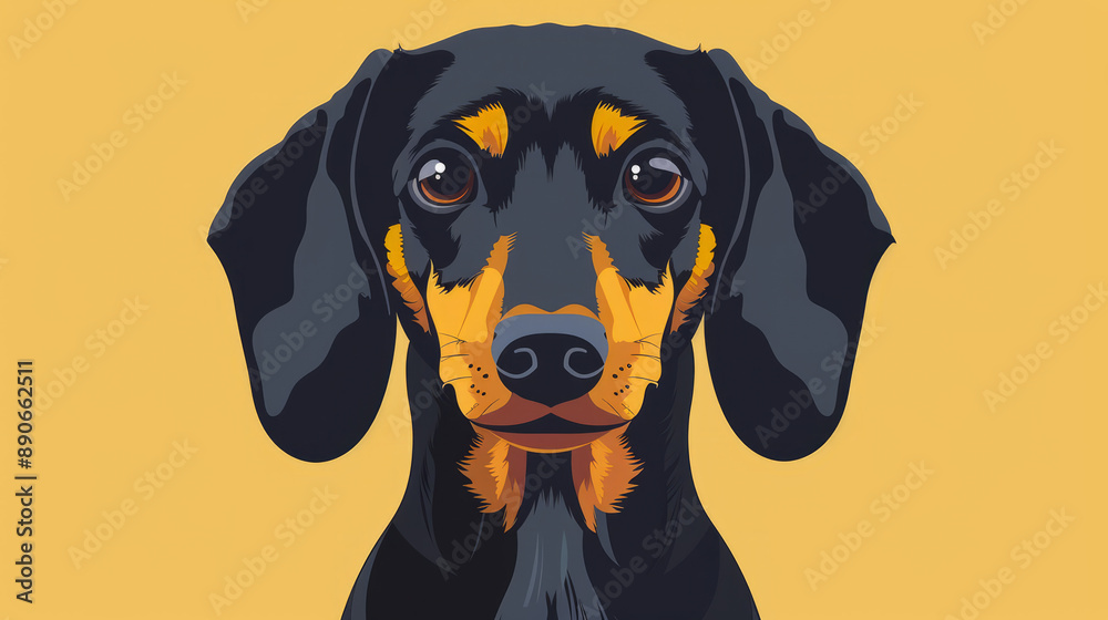 Wall mural Dachshund dog in flat vector art cartoon style illustration