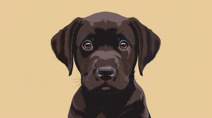 Black labrador retriever puppy dog in flat vector art cartoon style illustration