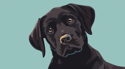 Black labrador retriever dog in flat vector art cartoon style illustration