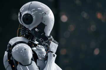 Close-up of a humanoid robot close up