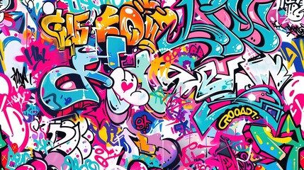 bright street graffiti on the wall, street art