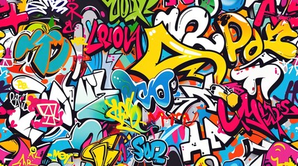bright street graffiti on the wall, street art