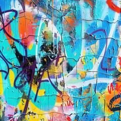 bright street graffiti on the wall, street art