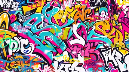 bright street graffiti on the wall, street art