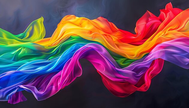 abstract painting of rainbow waves flowing and blending together representing the unity and diversity of the LGBTQ community