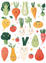 Fruit Poster with Happy Faces and Cursive "Fruit" Letters 