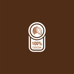 Cocoa 100% icon isolated on brown background