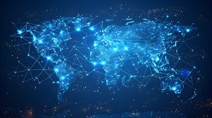 Global Digital Network and Technology Futuristic Background with Glowing Connectivity Patterns
