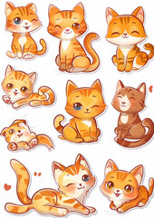 Fototapeta premium Cute Cat Emoticons Playing | Set of Adorable Playful Cats