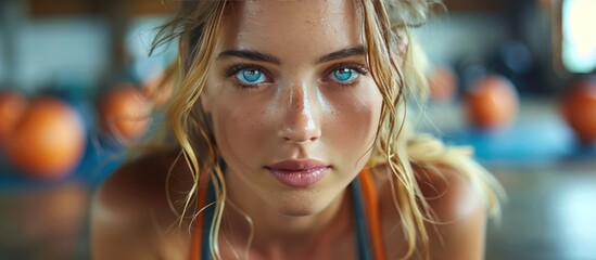 Close-up Portrait of a Woman with Blue Eyes