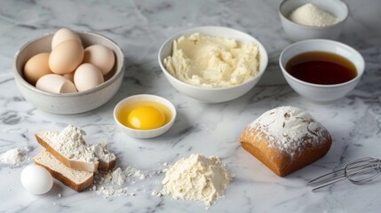 Fototapeta premium Baking Ingredients on Marble Surface