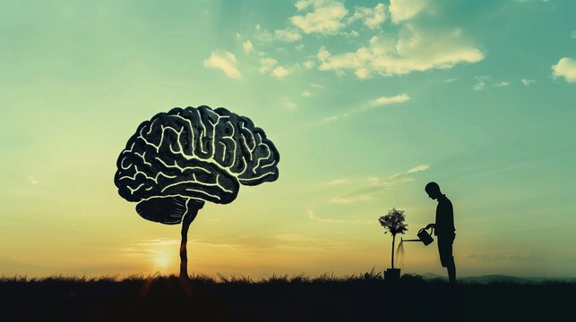 A serene image depicting a mentor providing guidance and support, symbolizing mental healthcare and personal growth. The setting is calm, fostering a sense of trust and well-being.