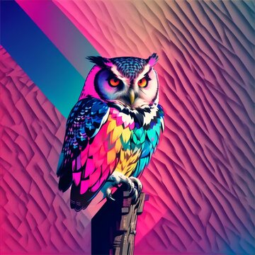 Geometric shapes with a perched owl
