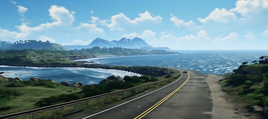 A Winding Road Carving Through Ocean Hills and Scenic Coastal Views
