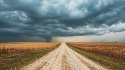 Fototapeta premium A road with a storm in the distance