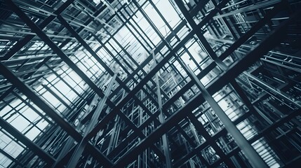 Complex Metal Structure Against Sky Background