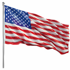 Obraz premium American Flag in Its Full Splendor | White Background Illustration