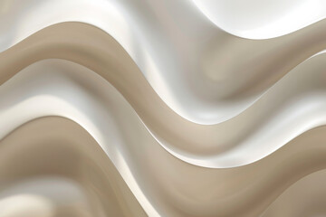 Obraz premium Smooth, undulating waves of beige and cream create a serene and minimalistic abstract pattern.