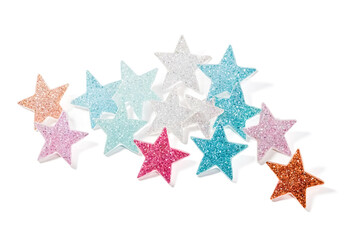 Obraz premium Sparkling Glitter Stars on White Background