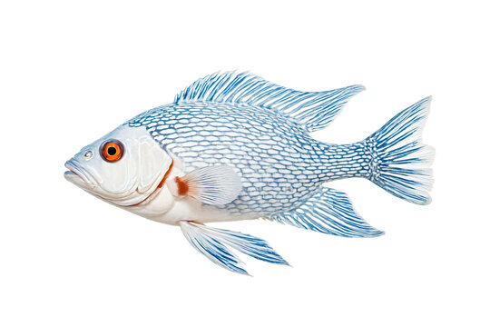recommend clip art: Blue and White Cichlid Fish Isolated on White Background