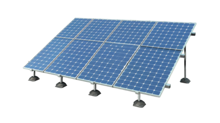 Electric Solar cell isolated on transparent background or PNG file. Solar energy. Environmental theme. Green energy concept.