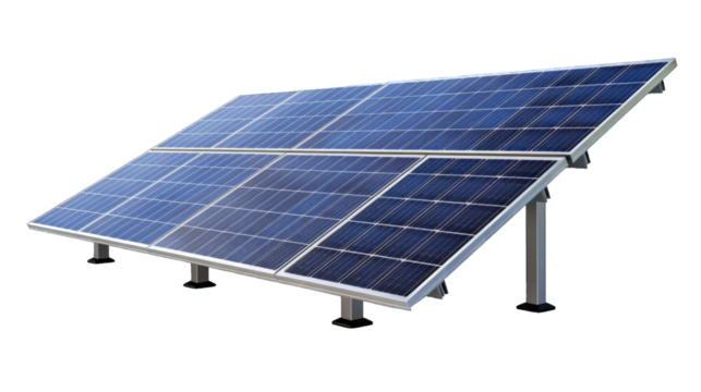 Electric Solar cell isolated on transparent background or PNG file. Solar energy. Environmental theme. Green energy concept.