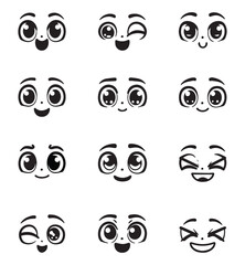 vector set of beautiful cartoon eyes	