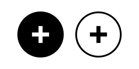 Fototapeta premium Add icon set. Plus sign. Flat illustration of vector icon on white background