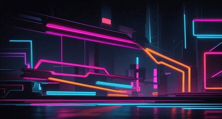 Stunning Abstract Neons in the Dark, Featuring Vibrant Colors and Dynamic Patterns, Perfect for Modern Digital Art, Backgrounds, and Trendy Visual Design Projects