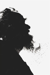 black and white old man silhouette profile