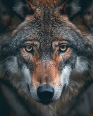 Fototapeta premium a wolf looking straight into camera