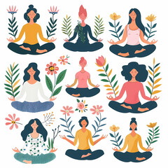 Beautifully designed sticker sheet with calming illustrations of yoga and meditation, great for promoting wellness and relaxation