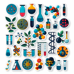 Charming science lab equipment sticker sheet, ideal for decorating planners, notebooks, and scrapbooks