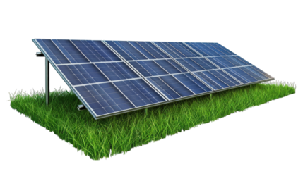 Electric Solar cell isolated on transparent background or PNG file. Solar energy. Environmental theme. Green energy concept.