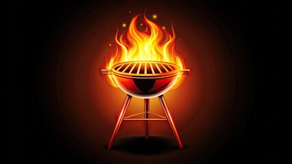 The grill is on fire.