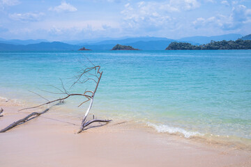 Sand and sea on a clear day in summer island in Thailand.