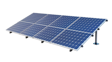 Electric Solar cell isolated on transparent background or PNG file. Solar energy. Environmental theme. Green energy concept.